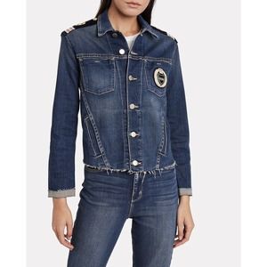 NWT L’Agence Womens Janelle Slim Crest Denim Jacket Size‎ Small Frayed Pockets